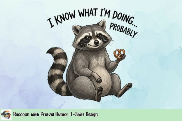 A Raccoon's Witty Take: Designing with the Pretzel Humor Tee Graphic
