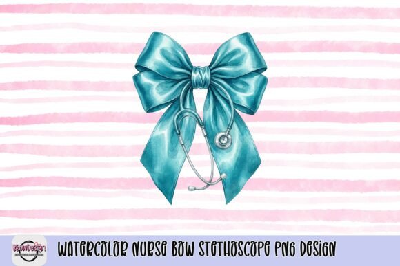 Elegant Healthcare Tributes: The Watercolor Nurse Bow Stethoscope PNG