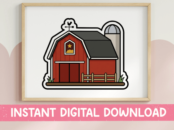 Red Barn Farm Sticker Design: Rustic Charm for Modern Projects