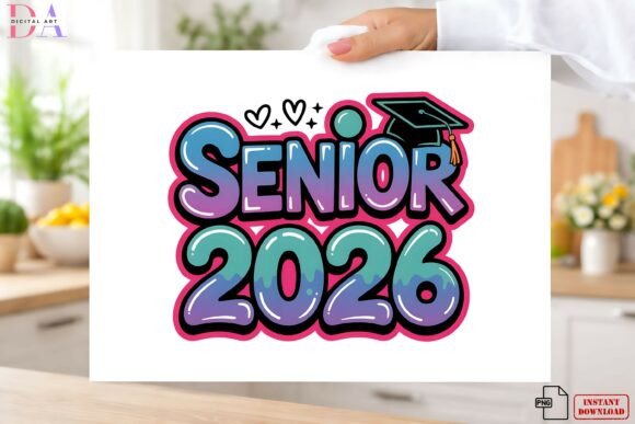 Senior 2026 Colorful Grad Design: A Vibrant PNG for Celebrations