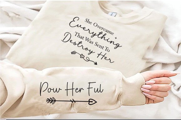 She Overcame Everything Sleeve Design: A Bold PNG for Creative Projects