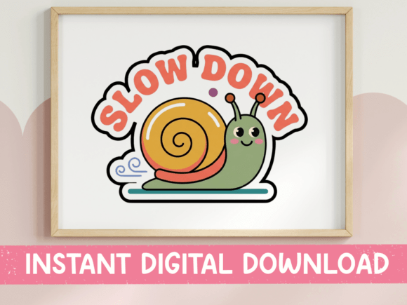 Slow Down Retro Snail Sticker Design: A Creative Asset for Mindful Brands